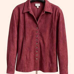 CJ Banks sz 2x leather suede snap front jacket